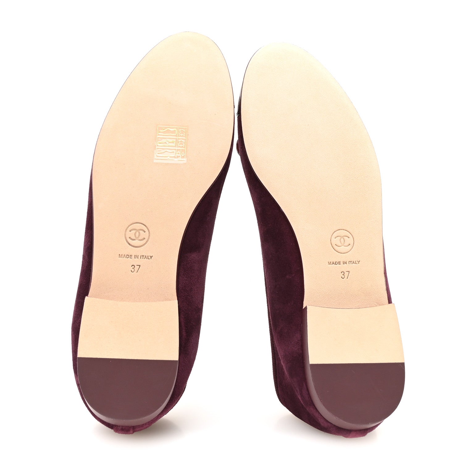 Chanel Suede Patent Calfskin Cap Toe CC Ballerina Flats 37 Burgundy 6 of 9