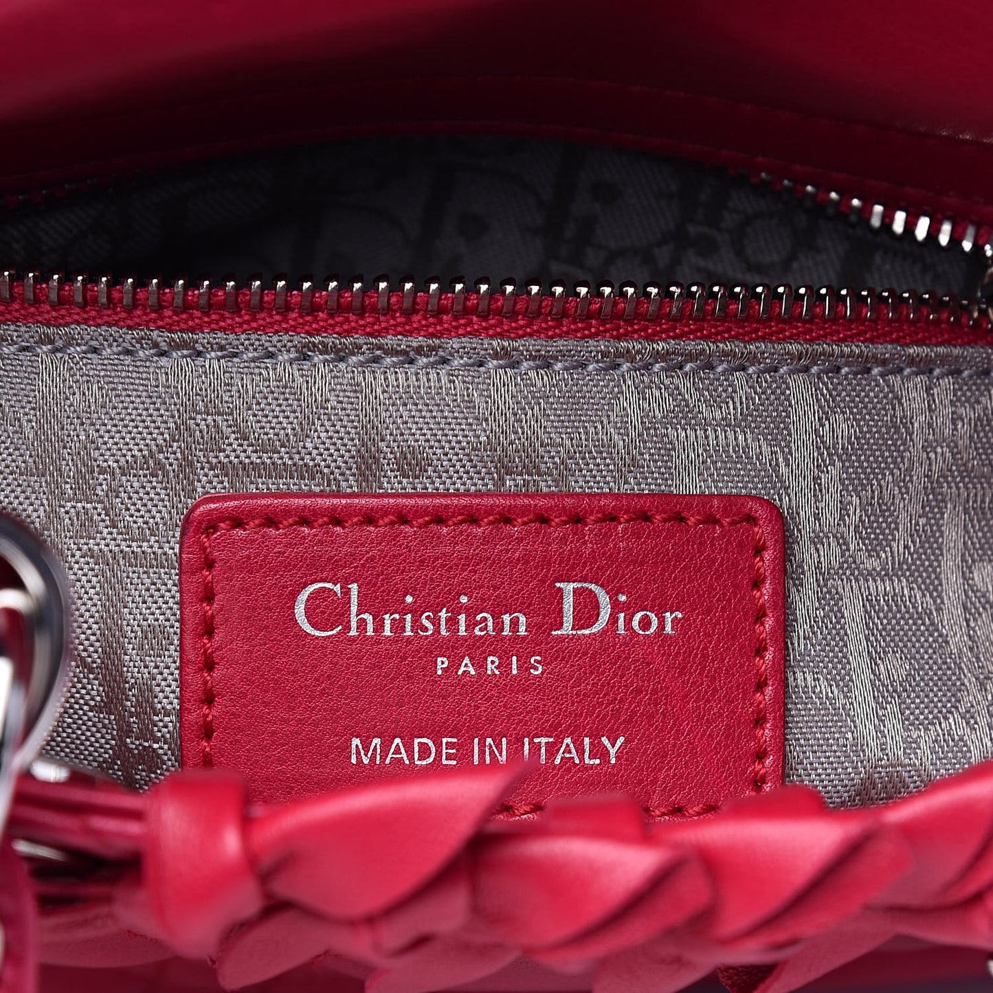 Lambskin Cannage Bow Mini Lady Dior Fuchsia