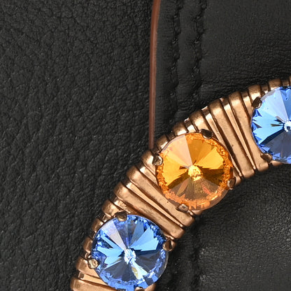 Miu Miu Goatskin Madras Soft Calfskin Crystal Embellished Lady Saddle Black 7 of 9