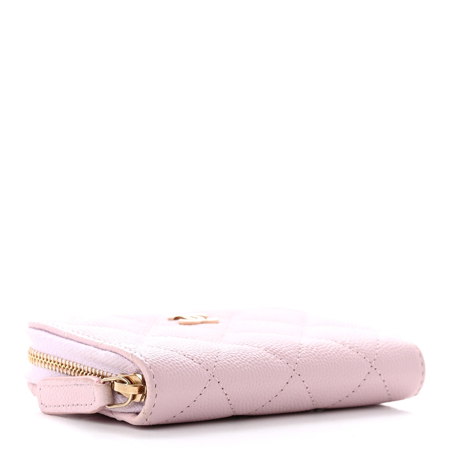 Caviar Quilted Zip Coin Purse Light Pink