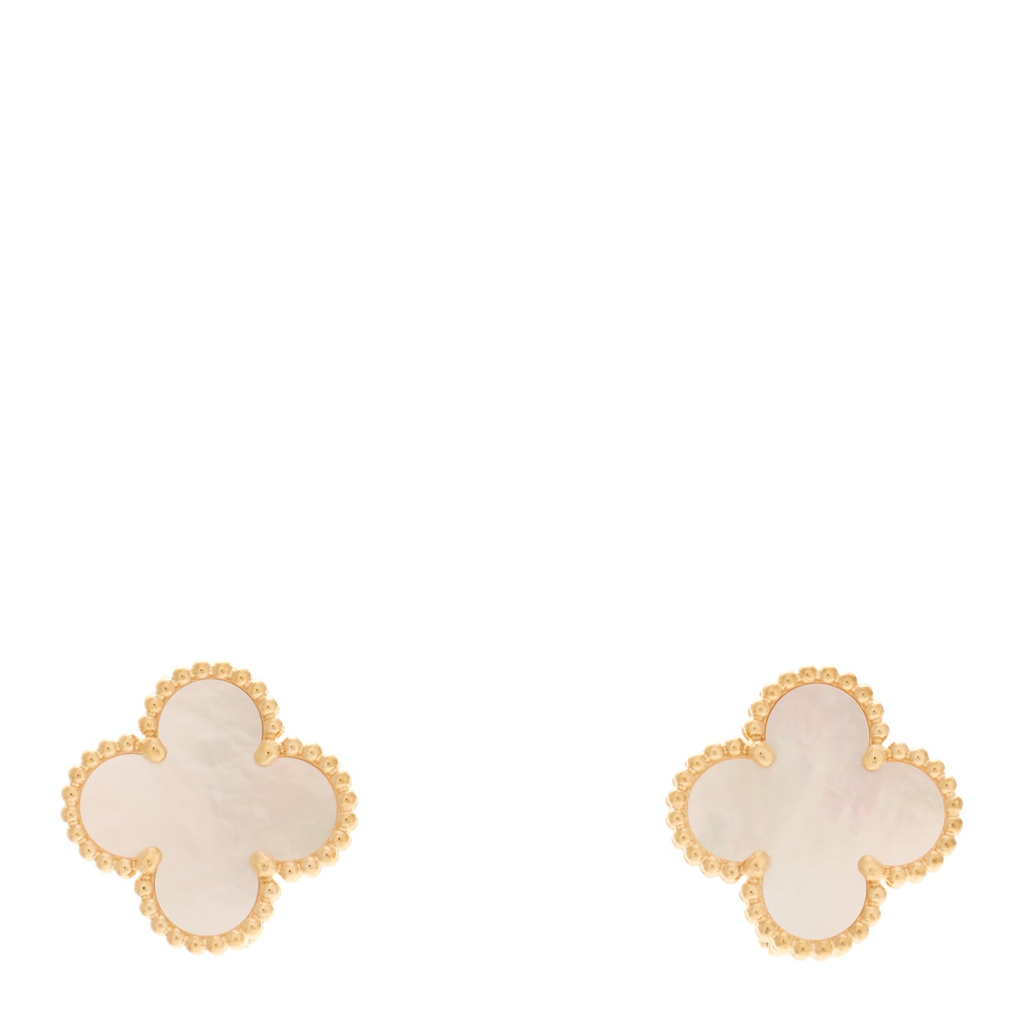 18K Yellow Gold Mother of Pearl Vintage Alhambra Earrings