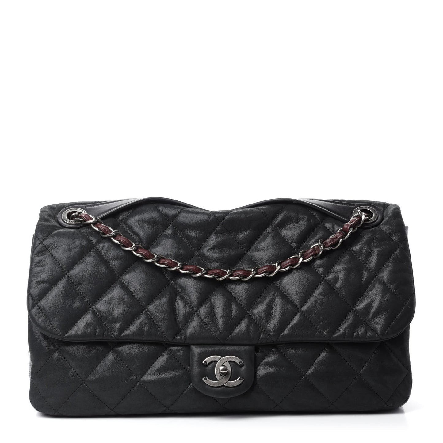 Iridescent Calfskin Jumbo In The Mix Flap Black