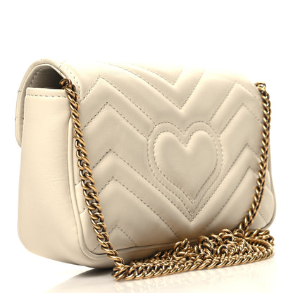 Gucci Calfskin Matelasse Super Mini GG Marmont Shoulder Bag White 3 of 10