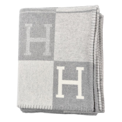 Hermes Wool Cashmere Avalon III Blanket Ecru Gris Clair 1 of 3