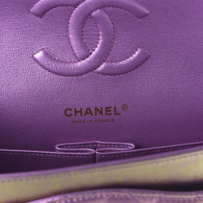 Chanel Iridescent Lambskin Quilted Medium Double Flap Purple 8 of 10