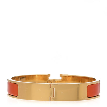 Hermes Enamel Narrow Clic Clac H Bracelet GM Orange 2 of 3