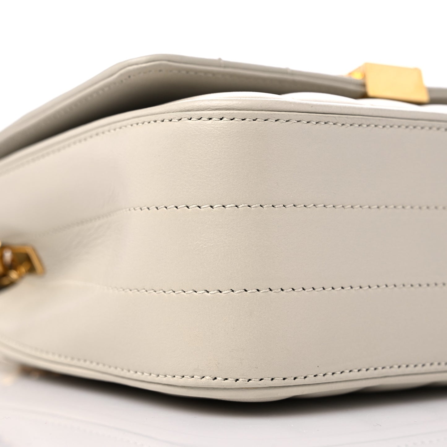 SAINT LAUREN Lambskin Matelasse Small Vicky Chain Bag White