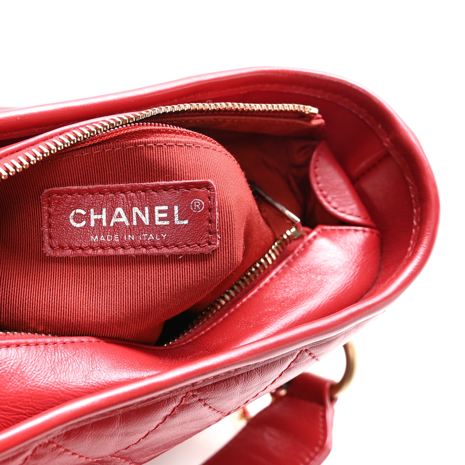 Chanel Aged Calfskin Quilted Small Gabrielle Logo Hobo Red 6 of 11