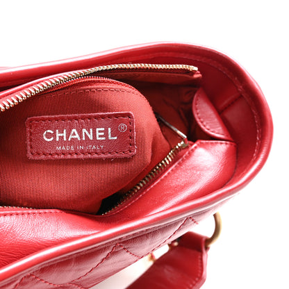 Chanel Aged Calfskin Quilted Small Gabrielle Logo Hobo Red 6 of 11