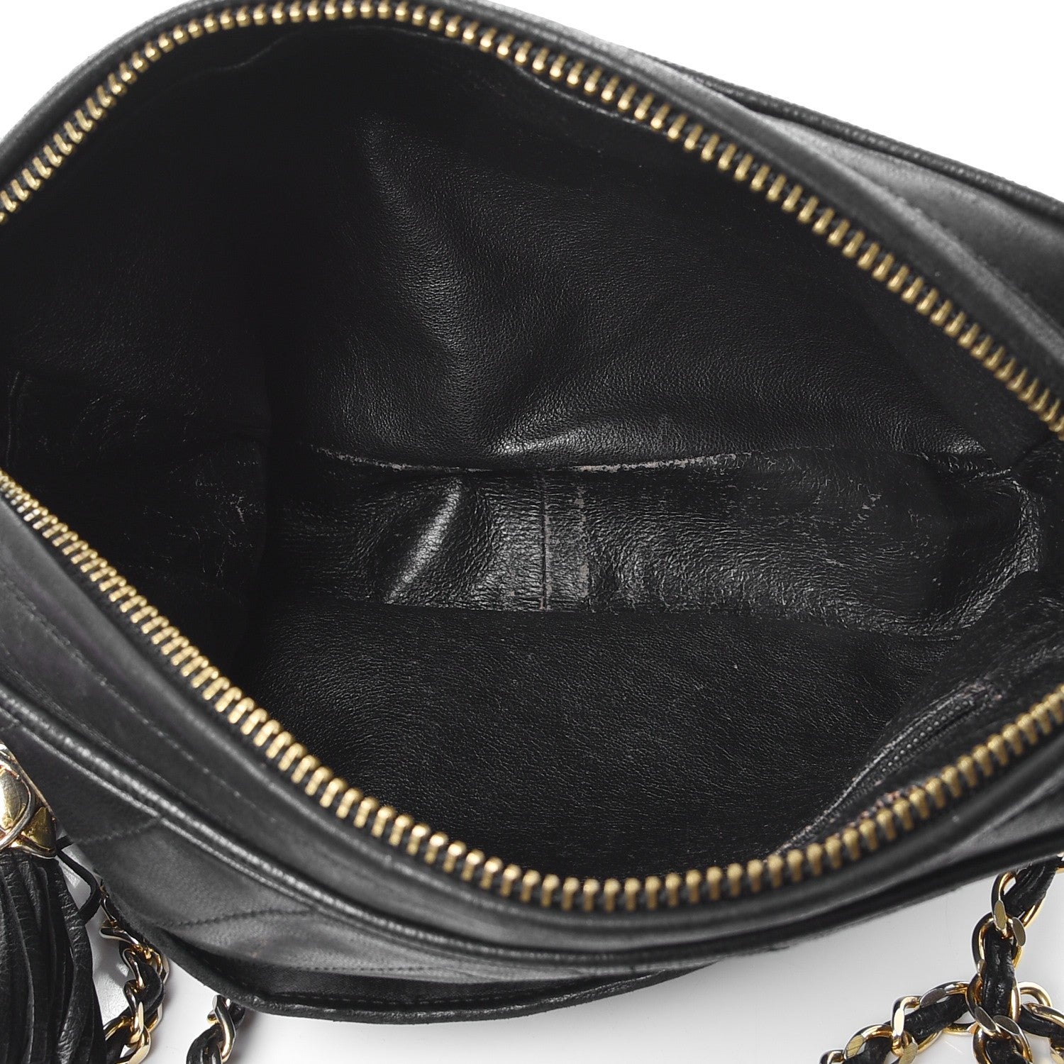 Chanel Lambskin Chevron Quilted Tassel Camera Case Black 5 of 9