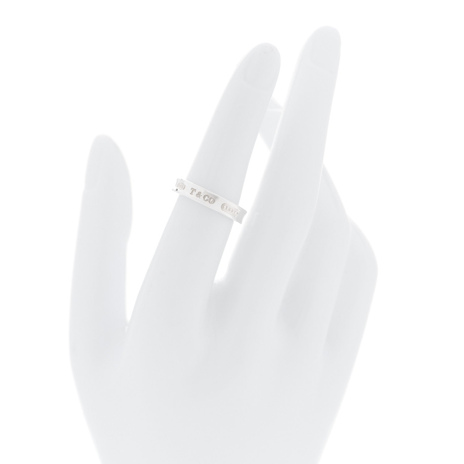 Tiffany Sterling Silver Narrow 1837 Band Ring 52 6 2 of 4