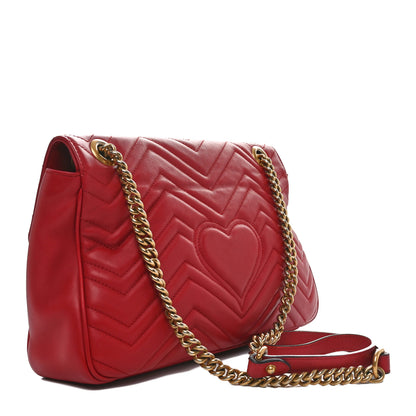 Gucci Calfskin Matelasse Medium GG Marmont Shoulder Bag Hibiscus Red 3 of 10
