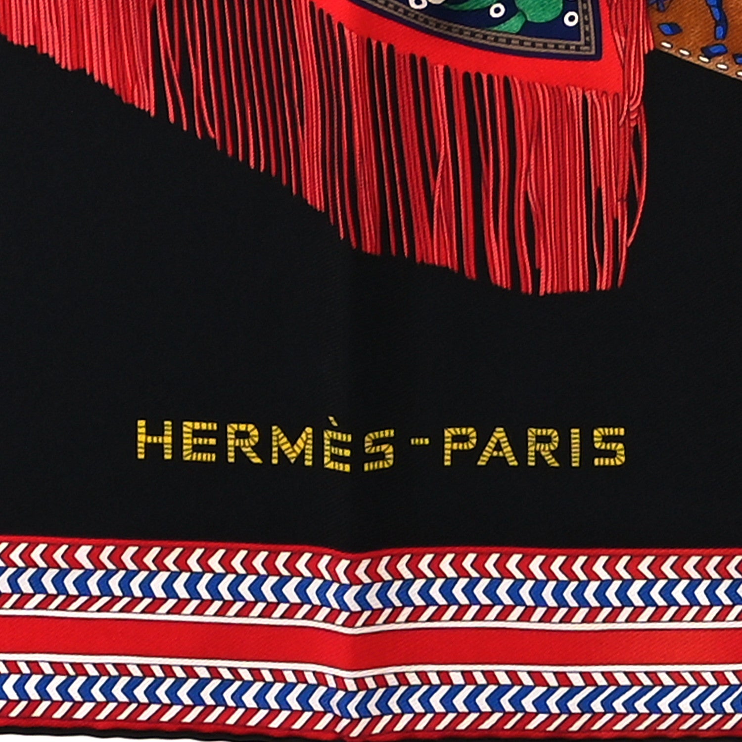 Hermes Silk Selle Des Steppes Scarf 90 Black Rouge Multicolor 2 of 3