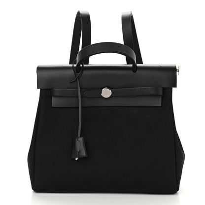 Hermes Toile Vache Calfskin Herbag 30 PM Backpack Black 1 of 10