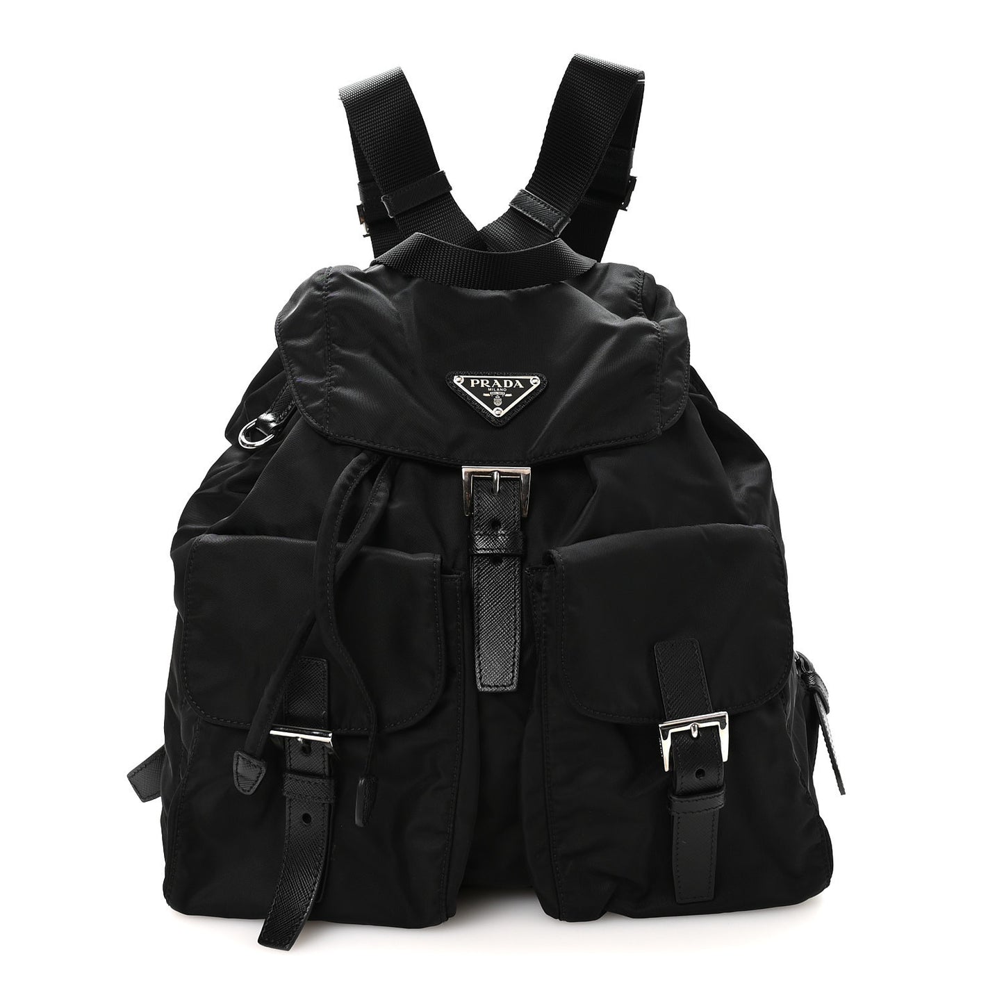 Tessuto Nylon Saffiano Medium Backpack Black