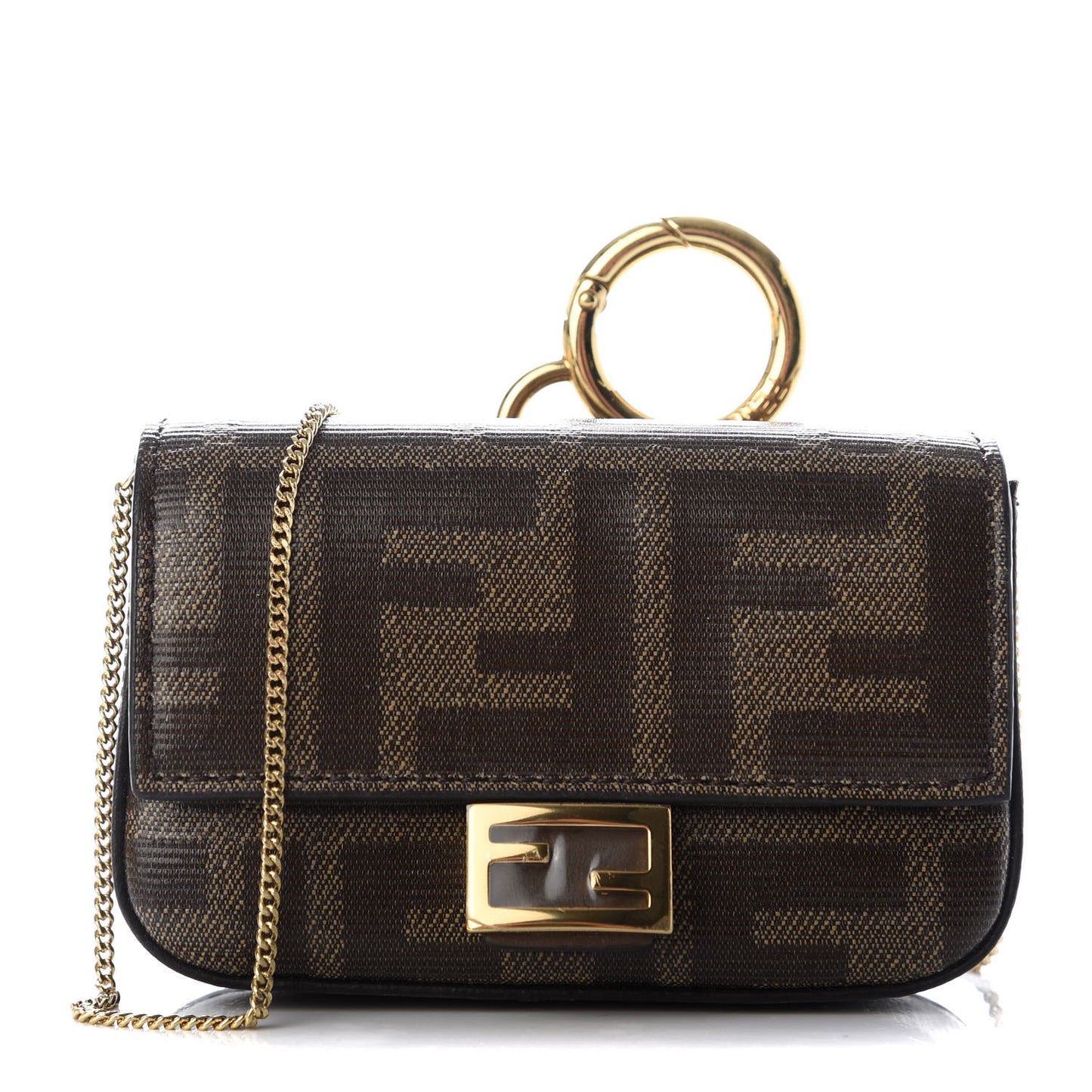 Glazed Fabric FF 1974 Nano Baguette Charm Mogano Panna