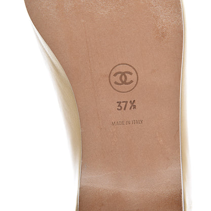 Chanel Lambskin CC Wooden Turnlock Loafers 37.5 Biege 7 of 8