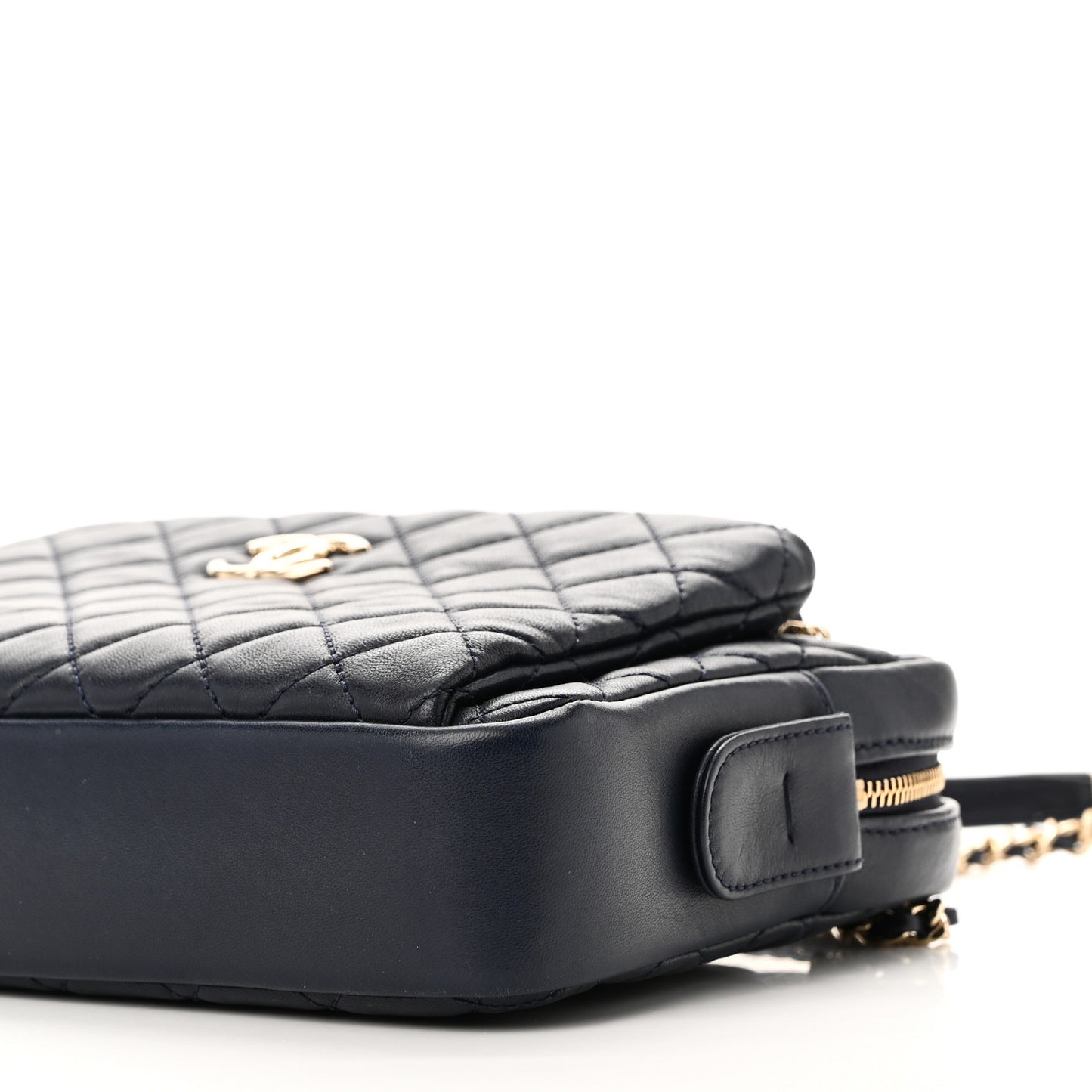 Lambskin Quilted Camera Case Navy