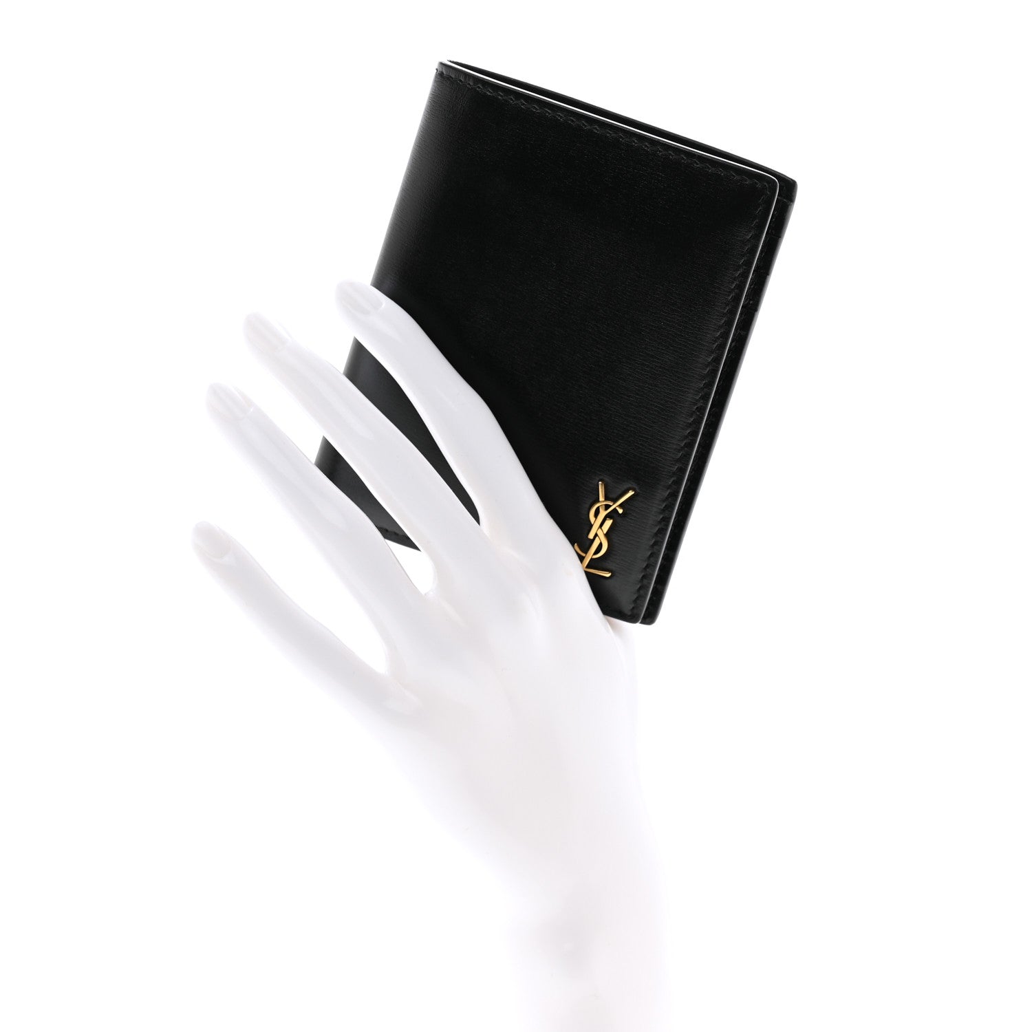 Saint Laurent Calfskin Techno Credit Card Wallet Black 2 of 9