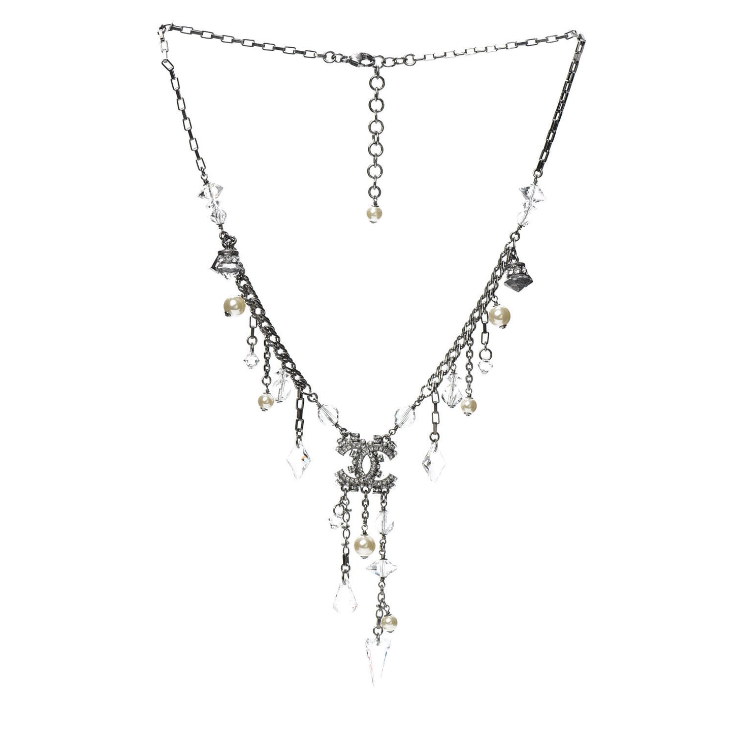 Ruthenium Crystal Pearl Necklace