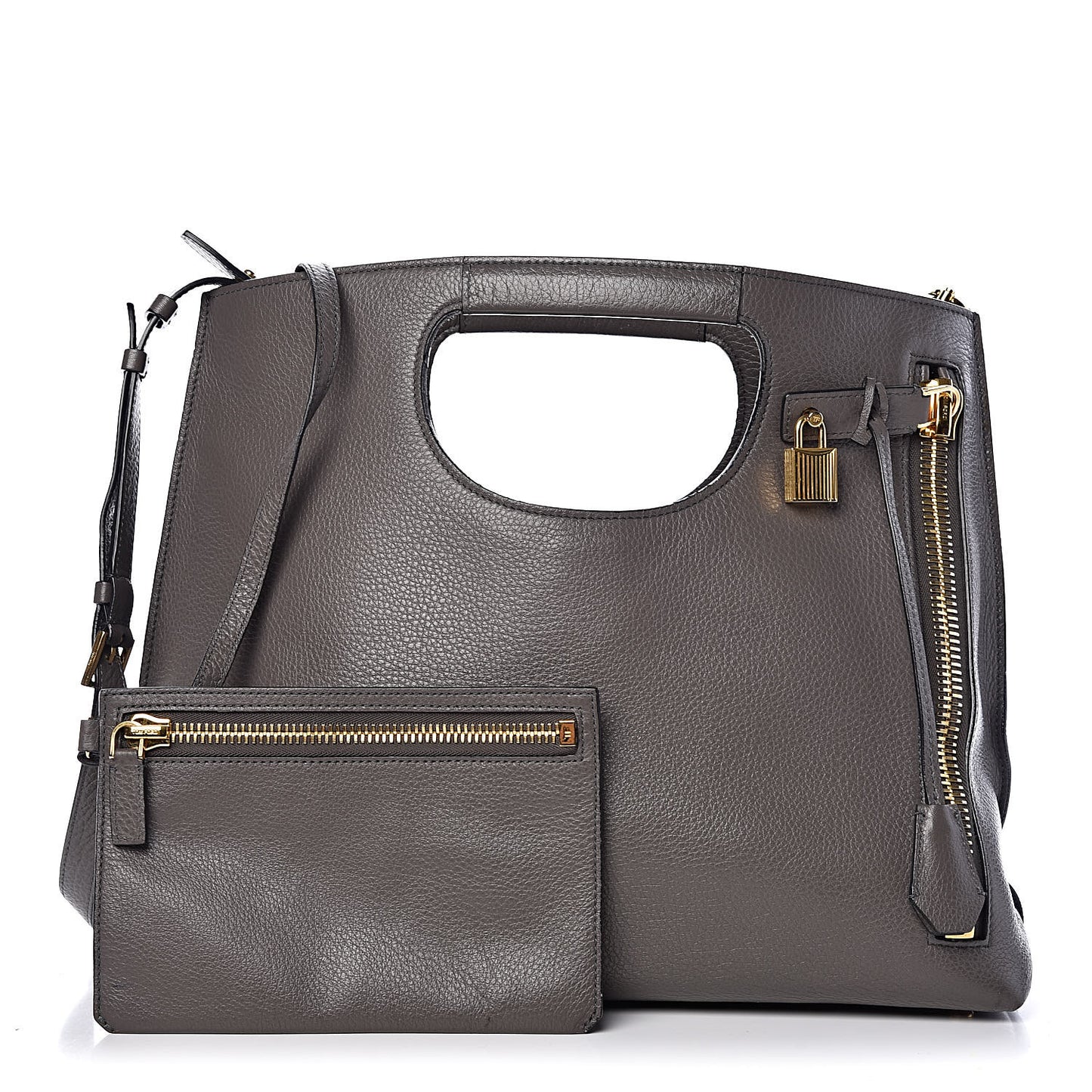 Grained Calfskin Alix Padlock Zip Tote Graphite