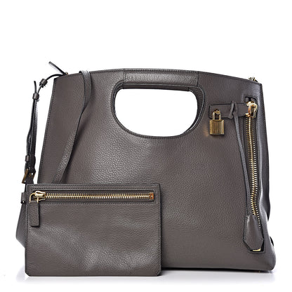 Tom Ford Grained Calfskin Alix Padlock Zip Tote Graphite 1 of 12