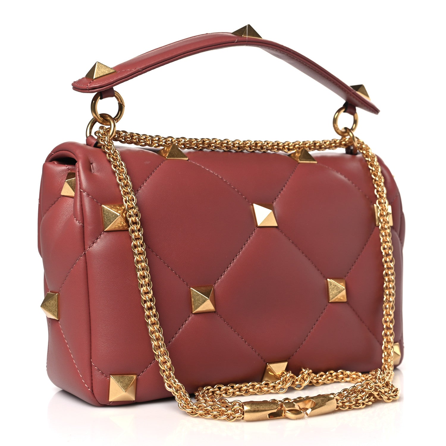 Valentino Garavani Nappa Large Roman Stud Shoulder Bag Gingerbread 3 of 8