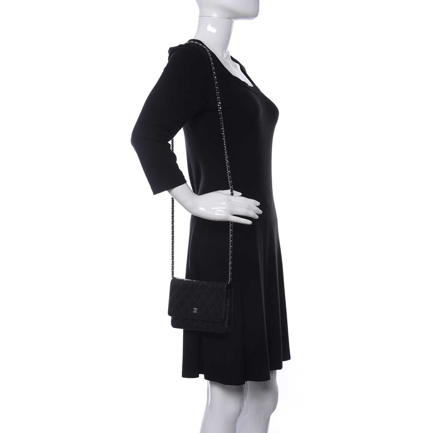 Lambskin Quilted Wallet On Chain WOC Black