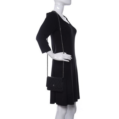 Chanel Lambskin Quilted Wallet On Chain WOC Black 2 of 17