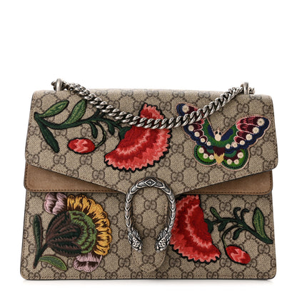 Gucci GG Supreme Monogram Embroidered Carnation Medium Dionysus Shoulder Bag Beige 1 of 11