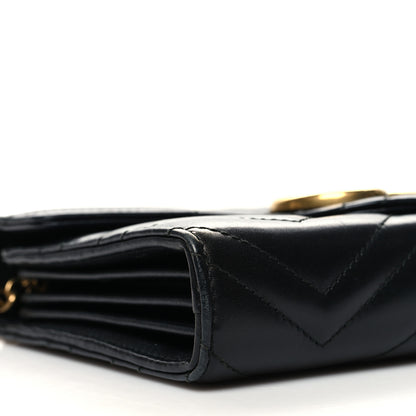 Gucci Calfskin Matelasse GG Marmont Chain Wallet Black 9 of 11