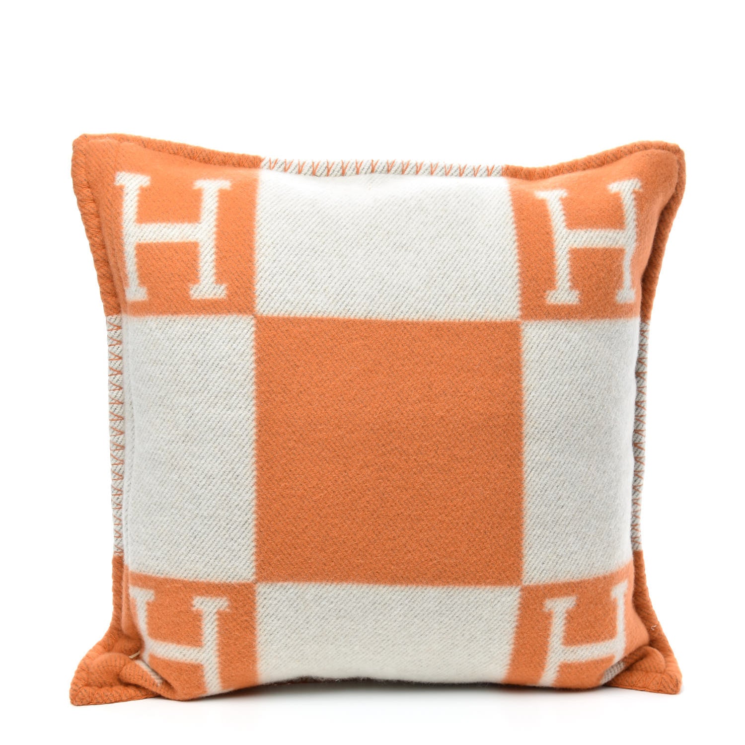 Hermes Wool Cashmere Avalon Pillow PM Ecru Potiron 2 of 3