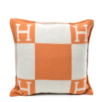 Hermes Wool Cashmere Avalon Pillow PM Ecru Potiron 2 of 3