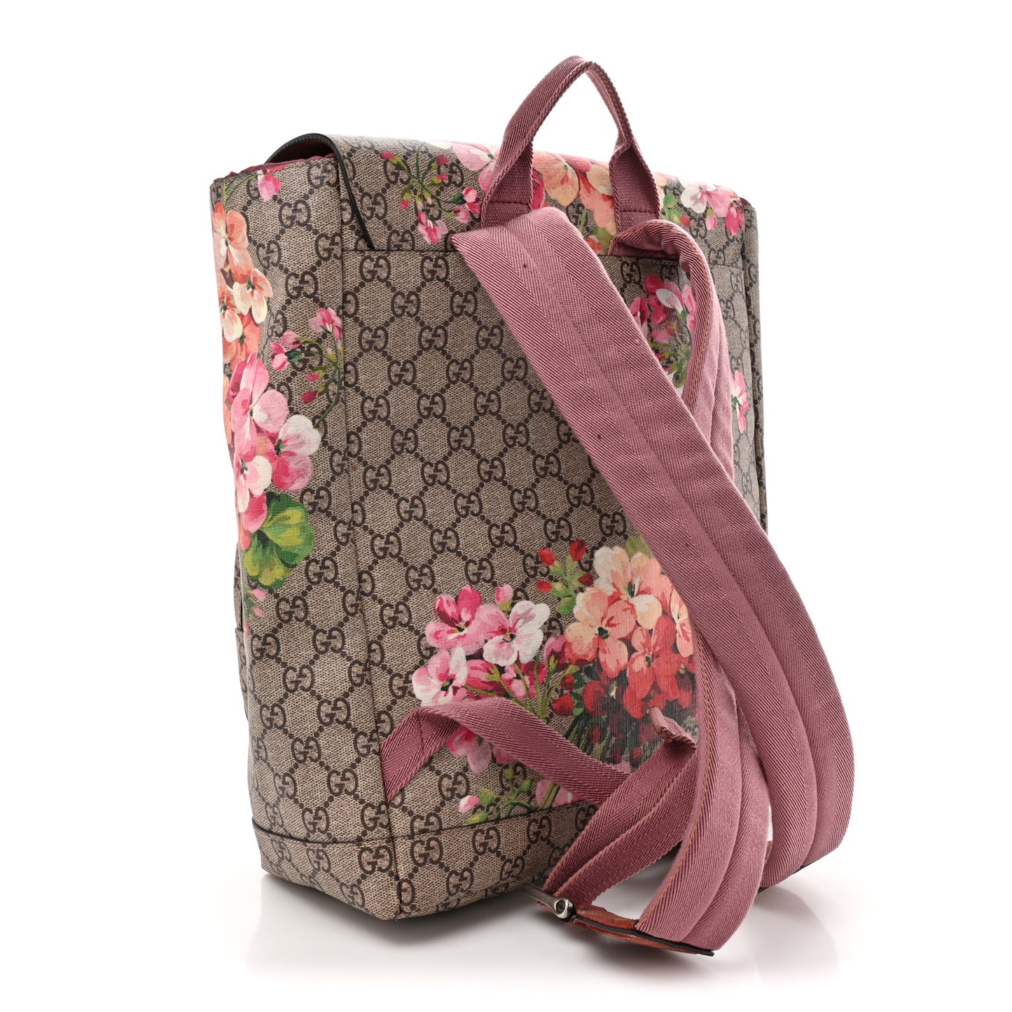 GG Supreme Monogram Blooms Medium Single Buckle Backpack Beige Multicolor Dry Rose