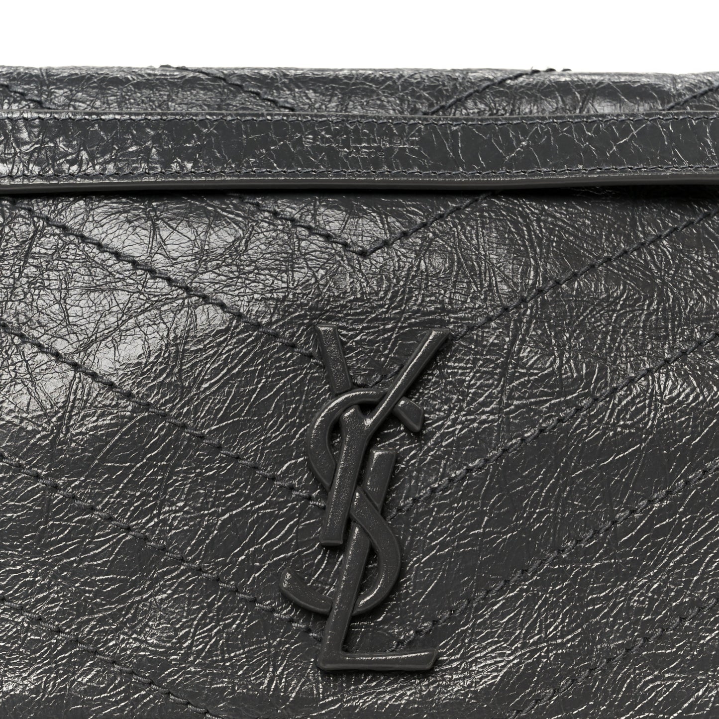 Crinkled Calfskin Matelasse Monogram Medium Niki Chain Satchel Fog