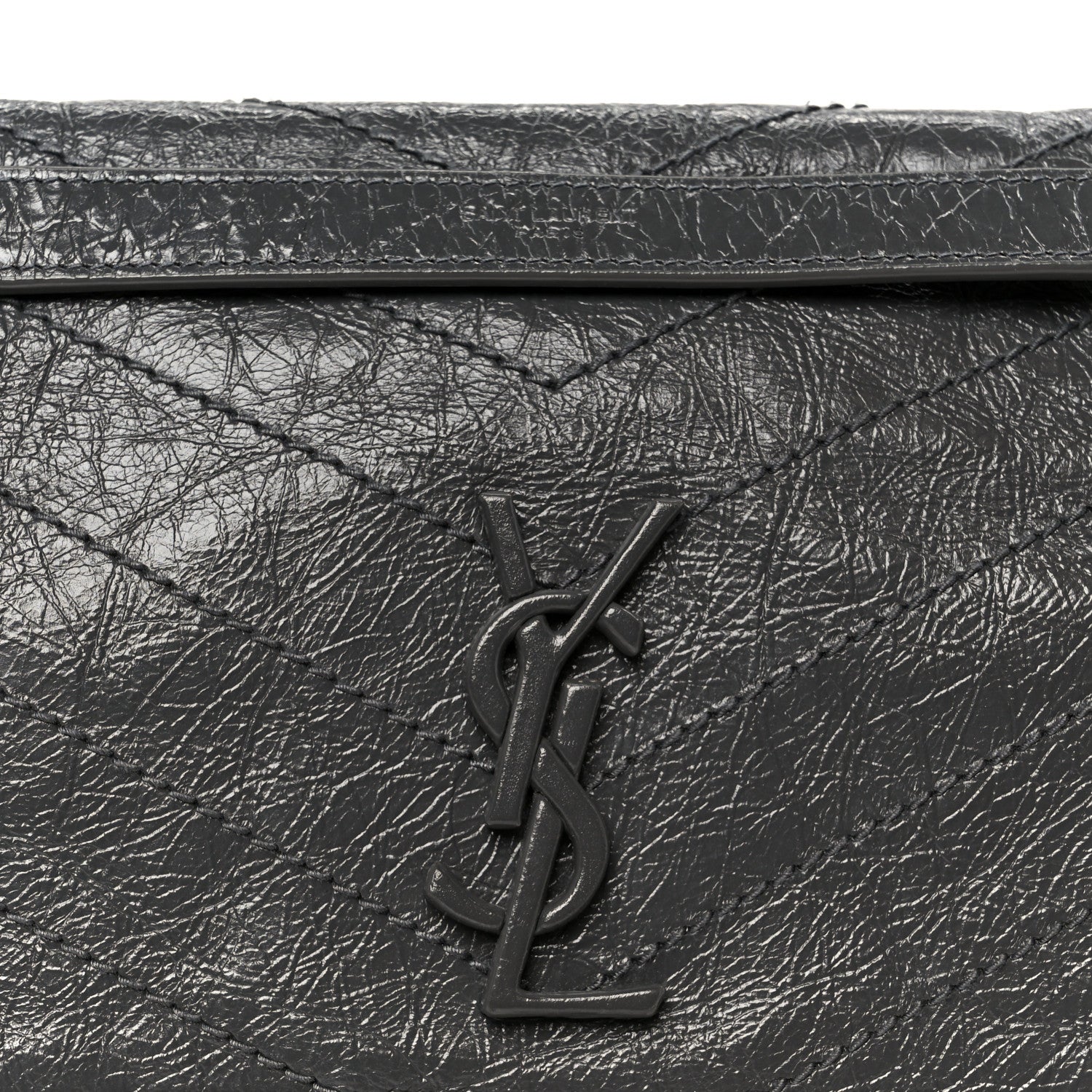Saint Laurent Crinkled Calfskin Matelasse Monogram Medium Niki Chain Satchel Fog 9 of 11