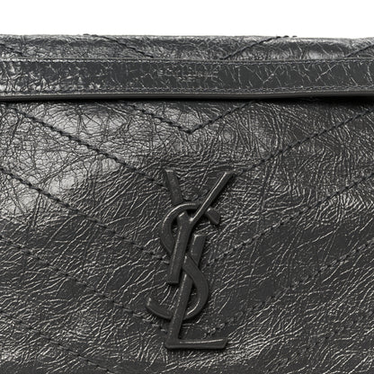 Saint Laurent Crinkled Calfskin Matelasse Monogram Medium Niki Chain Satchel Fog 9 of 11