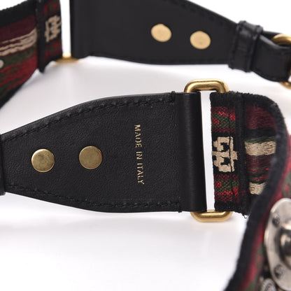 Christian Dior Canvas Embroidered Studded Bohemian Shoulder Strap Red 4 of 5