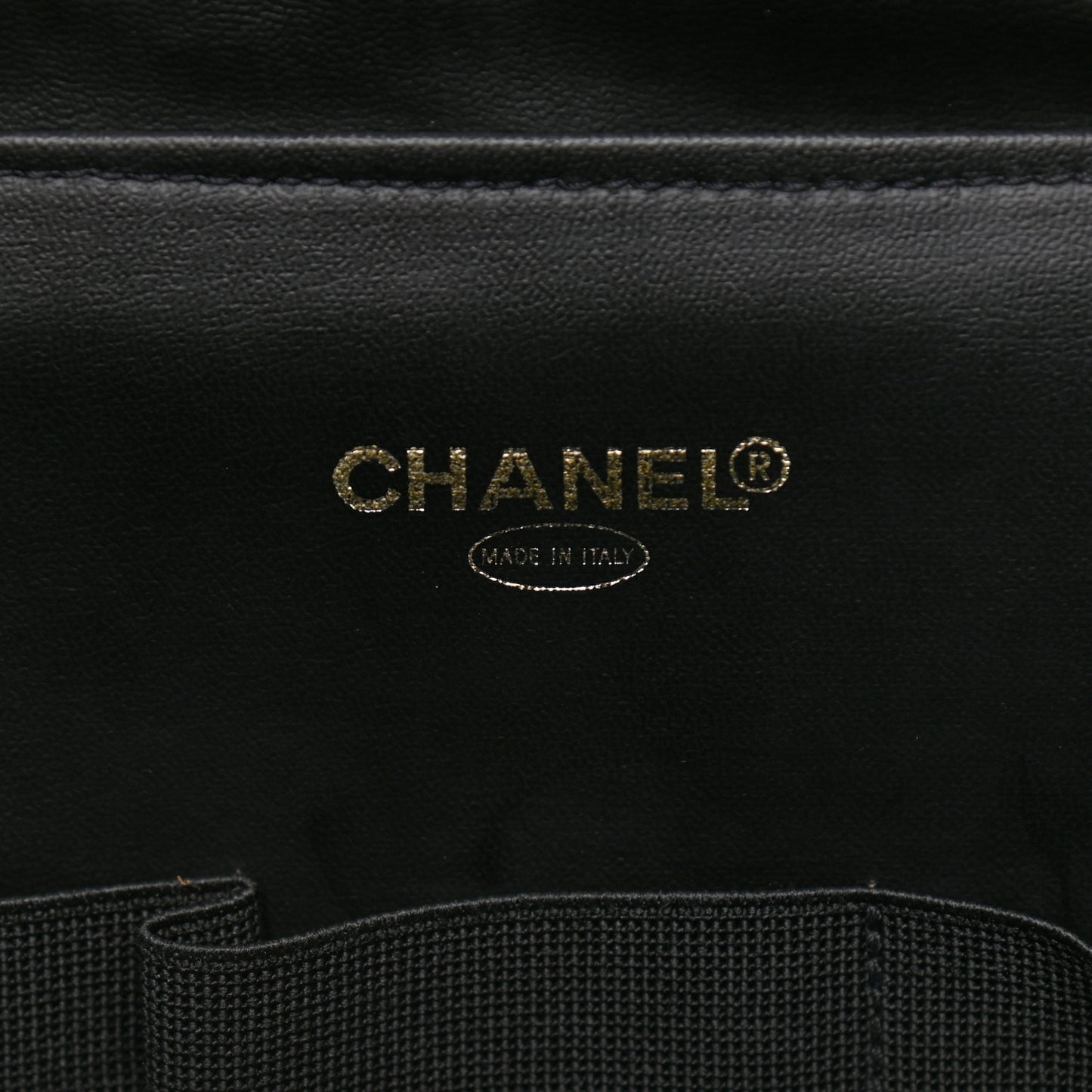 Patent Quilted CC Vanity Cosmetic Case Black