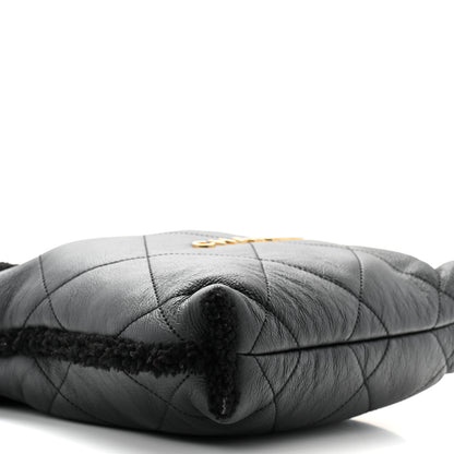 Chanel Aged Lambskin Shearling Quilted Small Chanel 22 Black 10 of 11