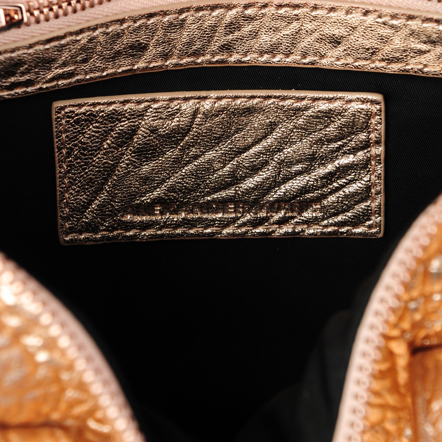 Metallic Pebbled Lambskin Rocco Rose Gold Hardware