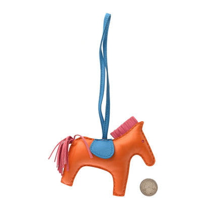 Hermes Milo Lambskin Grigri Rodeo Horse Bag Charm MM Orange Bleu Zanzibar Rose Azalee 2 of 4
