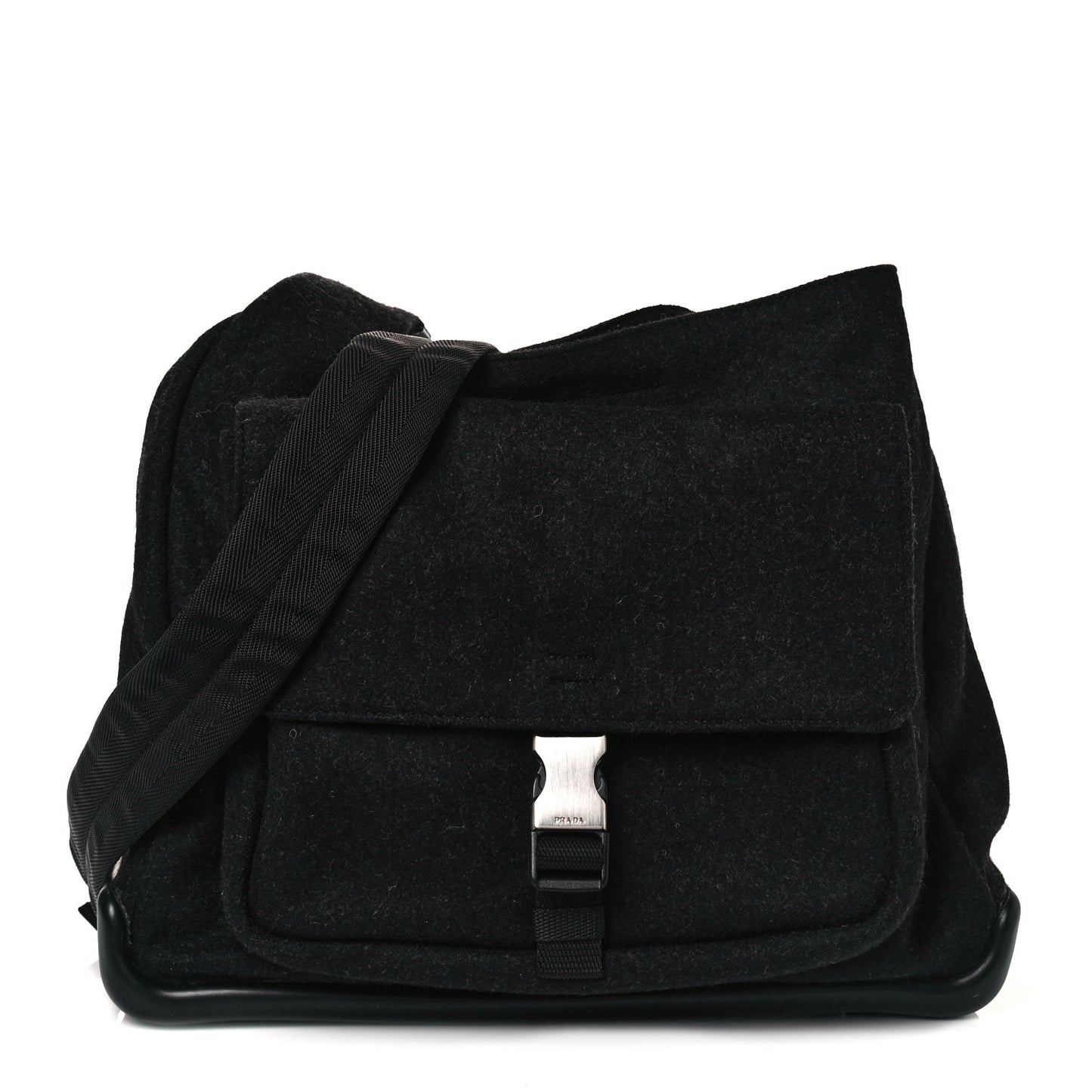 Wool Messenger Satchel Black