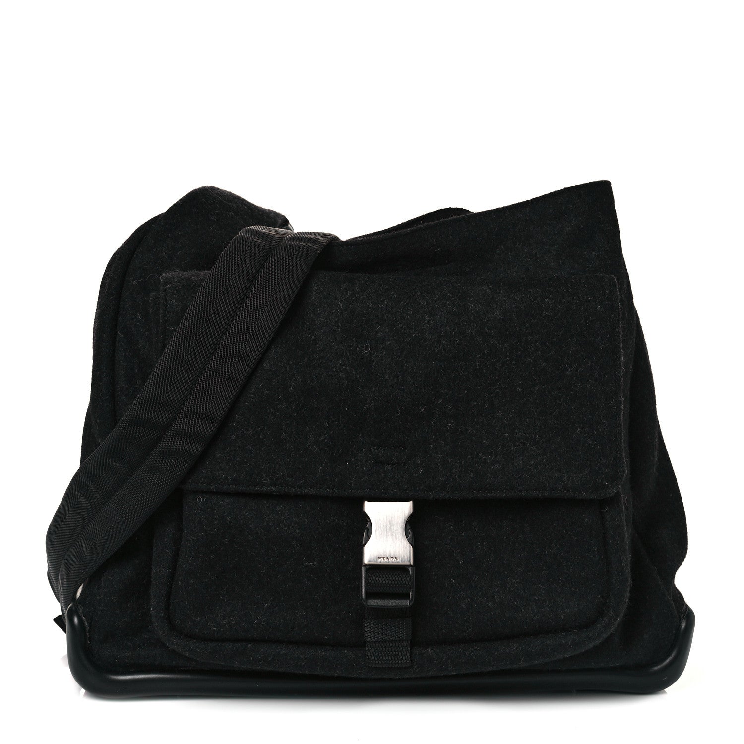 Prada Wool Messenger Satchel Black 1 of 11
