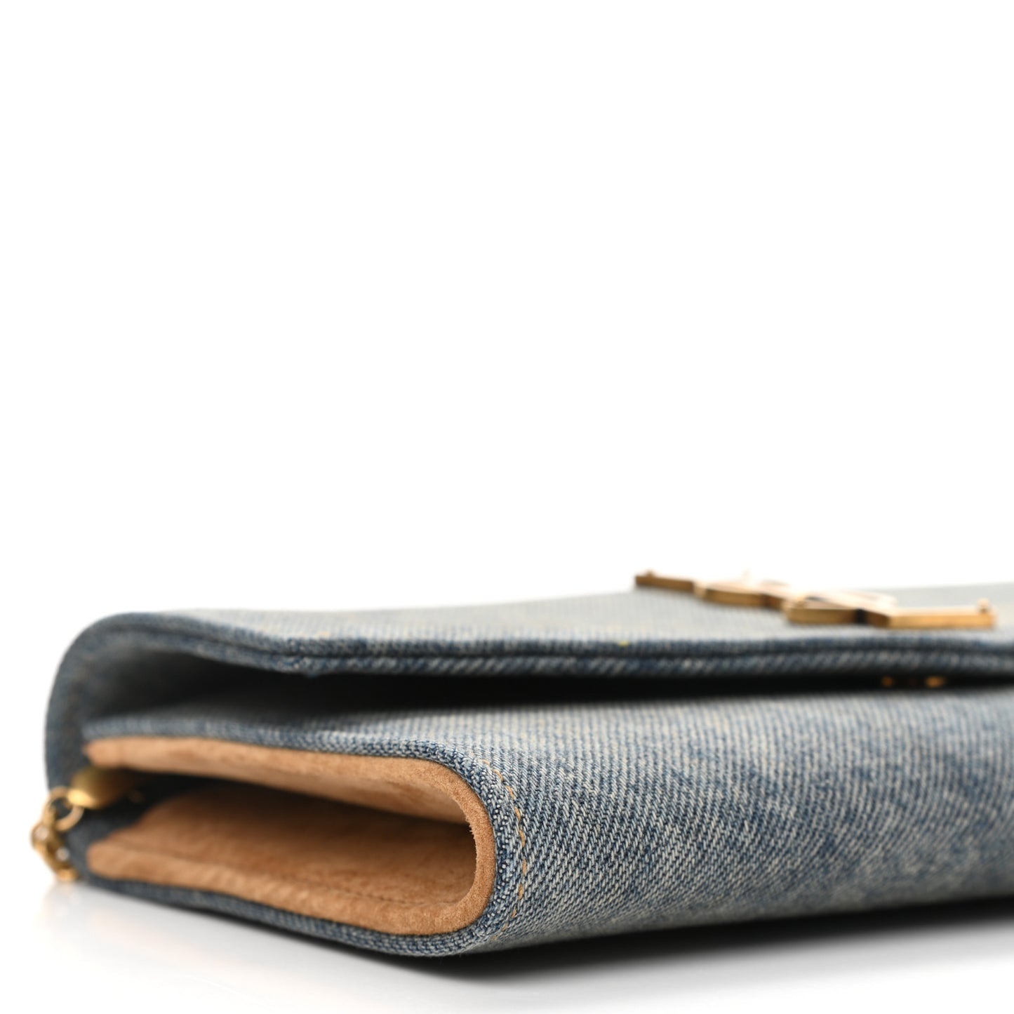 Denim Monogram Chain Wallet Rodeo Blue Cinnamon