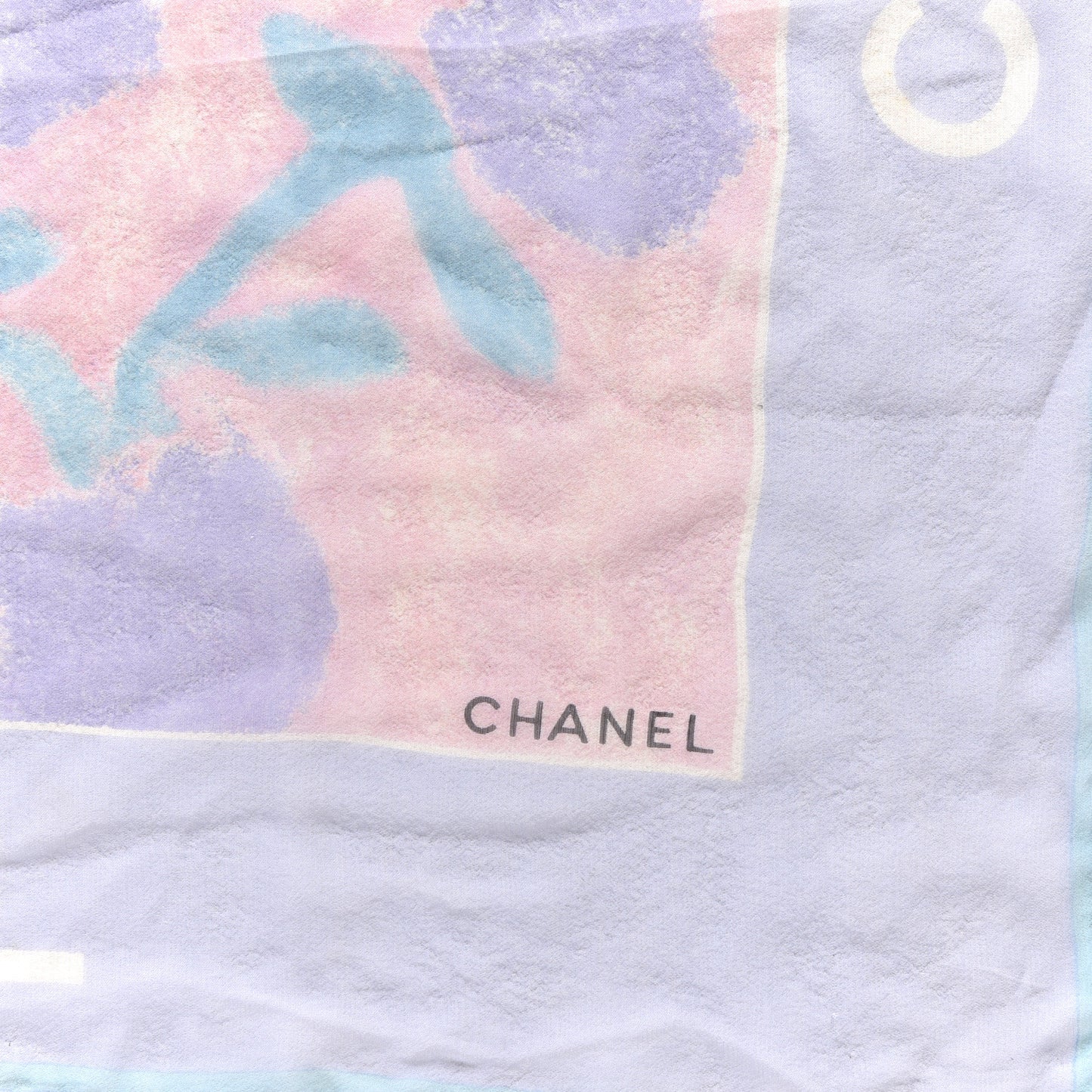 Silk Chiffon Flower Square Scarf Pink Multicolor