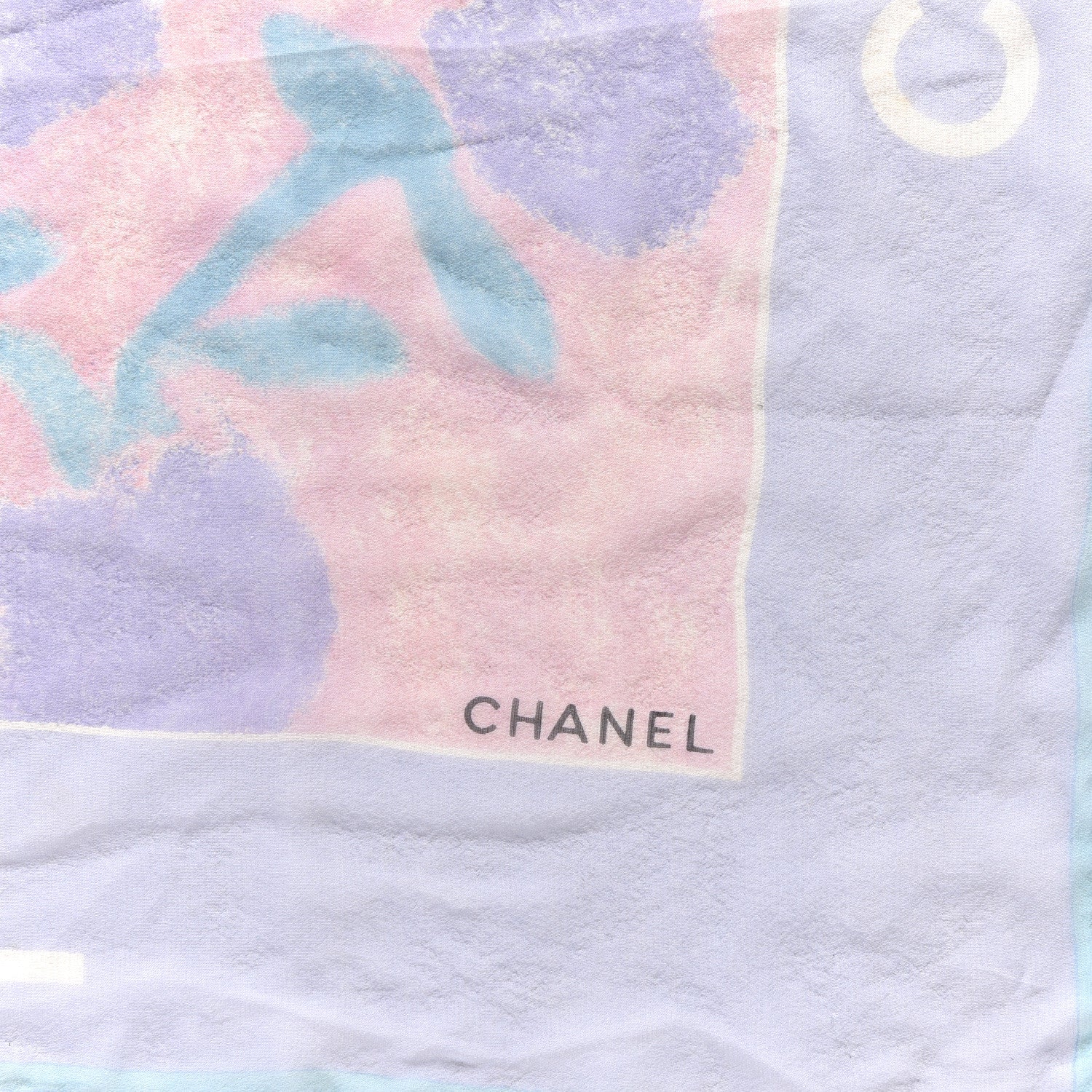 Chanel Silk Chiffon Flower Square Scarf Pink Multicolor 2 of 3
