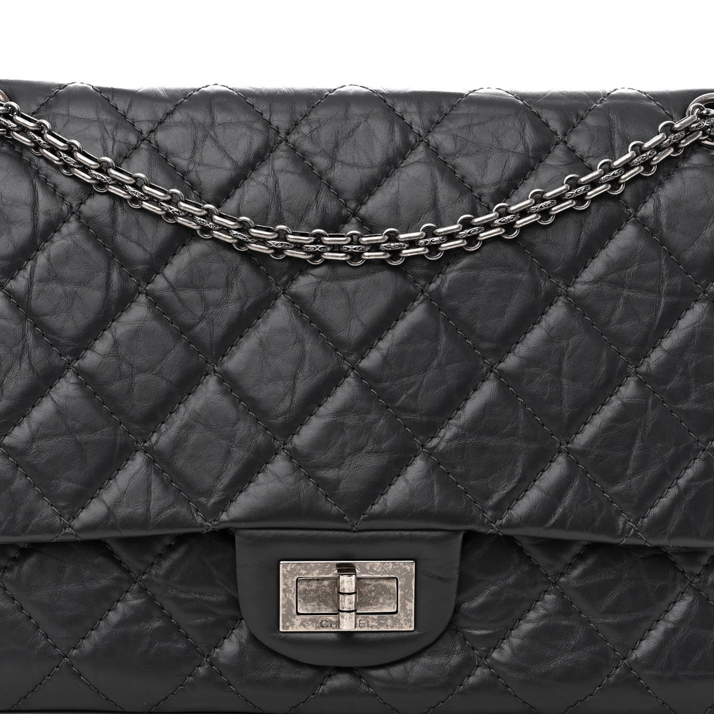 Aged Calfskin Quilted 2.55 Reissue 227 Flap Grey
