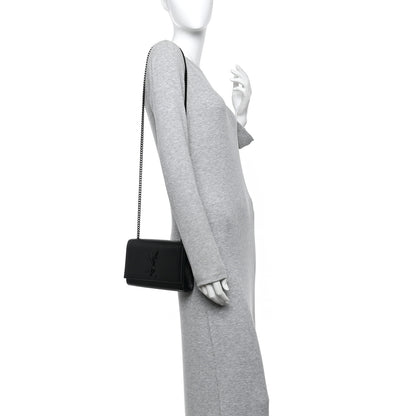 Saint Laurent Grain De Poudre Small Monogram Monochrome Kate Satchel Black 2 of 11