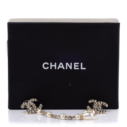 Chanel Crystal Pearl Pearls Coronation Uneven Earrings Gold 5 of 5
